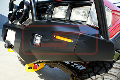 Toyota Landcruiser 80 Series Ambush Satin Black Triple Hoop Bar, No Body Lift, Standard Black Fairlead