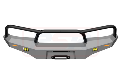 Toyota Landcruiser 80 Series Ambush Satin Black Triple Hoop Bar, No Body Lift, Standard Silver Fairlead