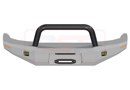 Toyota Landcruiser 70 Series Ambush Colour Coded Bar, Satin Black Single Hoop (Big Tube), No Body Lift, Standard Silver Fairlead
