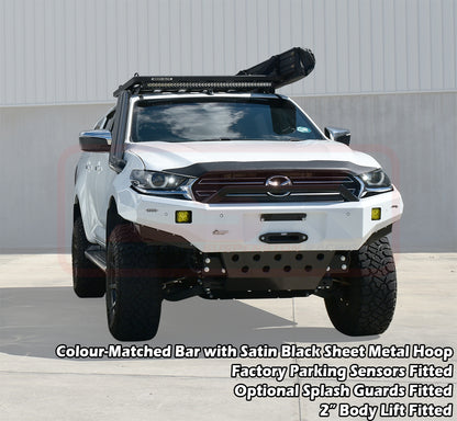 Mazda BT-50 TF 21-24 Ambush Satin Black Sheet Metal Hoop Bar, Pre-Runner Infill (No Body Lift), Standard Silver Fairlead