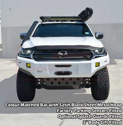 Mazda BT-50 TF 21-24 Ambush Customer Painted Sheet Metal Hoop Bar, Pre-Runner Infill (1" Body Lift), Splash Guards, Standard Silver Fairlead