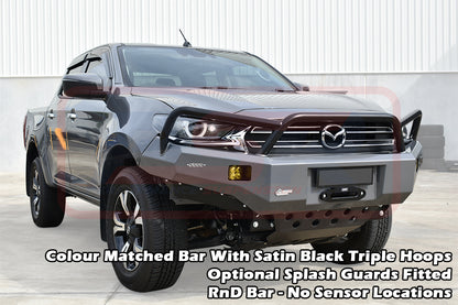 Mazda BT-50 TF 21-24 Ambush Customer Painted Triple Hoop Bar, Pre-Runner Infill (No Body Lift), Standard Silver Fairlead, Sensors