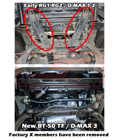 Mazda BT-50 TF 21-24 Ambush Customer Painted Triple Hoop Bar, Pre-Runner Infill (1" Body Lift), Splash Guards, Slimline Silver Fairlead