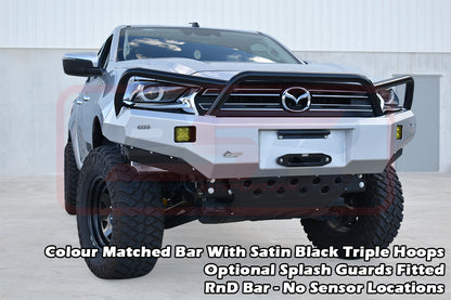 Mazda BT-50 TF 21-24 Ambush Customer Painted Triple Hoop Bar, Pre-Runner Infill (2" Body Lift), Slimline Silver Fairlead, Sensors