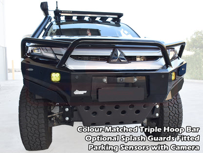 Mitsubishi MR Triton Ambush Customer Painted Triple Hoop Bar, Pre-Runner Infill (2" Body Lift), Splash Guards, Standard Silver Fairlead