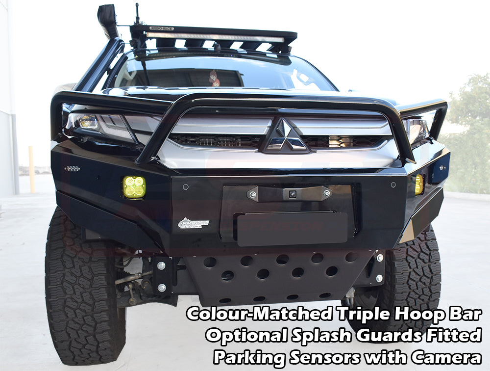 Mitsubishi MR Triton Ambush Customer Painted Triple Hoop Bar, Pre-Runner Infill (2" Body Lift), Standard Black Fairlead