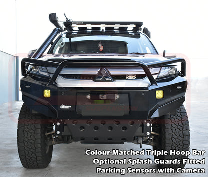 Mitsubishi MR Triton Ambush Customer Painted Triple Hoop Bar, Infill (2" Body Lift), Splash Guards, Slimline Black Fairlead, Sensors, Camera