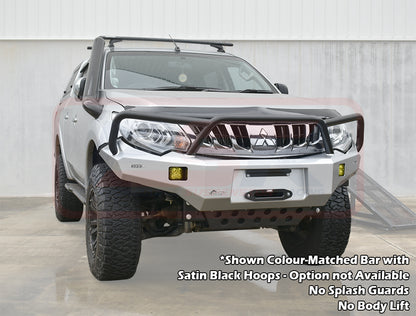 Mitsubishi MQ Triton Ambush Customer Painted Triple Hoop Bar, Pre-Runner Infill (2" Body Lift), Standard Black Fairlead
