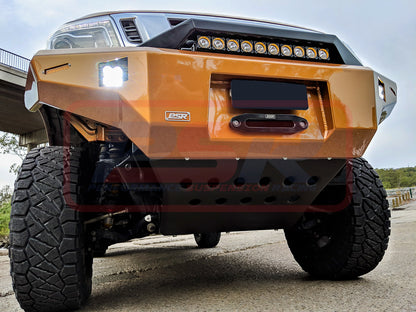 Nissan Navara NP300 Ambush Customer Painted Sheet Metal Hoop Bar, Pre-Runner infill (no lift), Slimline Black Fairlead