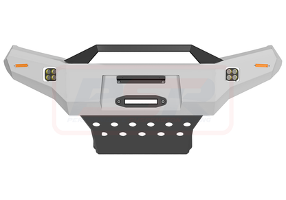 Nissan Navara NP300 Ambush Customer Painted Sheet Metal Hoop Bar, Pre-Runner infill (2" lift), Splash Guards, Slimline Silver Fairlead