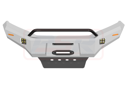 Nissan Navara NP300 Ambush Satin Black Low Single Hoop Bar, Pre-Runner infill (no lift), Standard Silver Fairlead