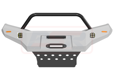 Nissan Navara NP300 Ambush Satin Black Single Hoop Bar, Pre-Runner infill (1" lift), Standard Silver Fairlead