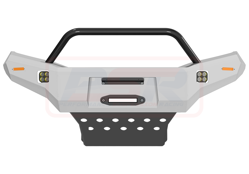 Nissan Navara NP300 Ambush Satin Black Single Hoop Bar, Pre-Runner infill (1" lift), Splash Guards, Standard Black Fairlead