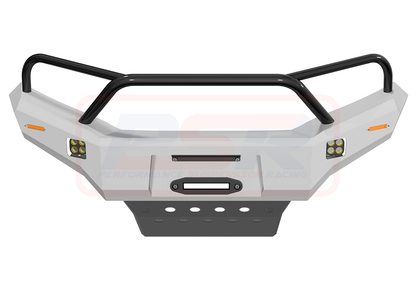 Nissan Navara NP300 Ambush Satin Black Triple Hoop Bar, Pre-Runner infill (no lift), Slimline Silver Fairlead