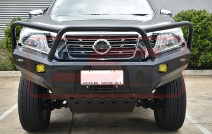 Nissan Navara NP300 Ambush Customer Painted Triple Hoop Bar, Pre-Runner infill (1" lift), Standard Silver Fairlead