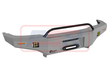 Nissan Patrol GU Series 1-2-3 Ambush Customer Painted Low Single Hoop Bar, Slimline Black Fairlead