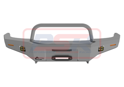 Nissan Patrol GU Series 1-2-3 Ambush Satin Black Single Hoop Bar, Slimline Silver Fairlead