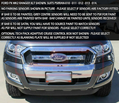 Ford Ranger PX MK2 8/15-7/18 Ambush Customer Painted Hoopless Bar, Infill (2" Body Lift), Splash Guards, Standard Black Fairlead, Sensors, Factory Ext