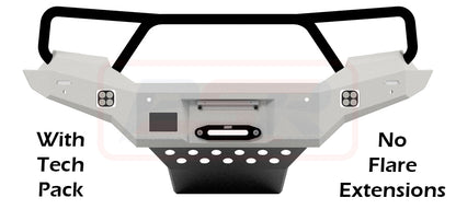 Ford Ranger PX MK2 8/15-7/18 Ambush Satin Black Triple Hoop Bar, Pre-Runner Infill (1" Body Lift), Slimline Black Fairlead, Factory Ext