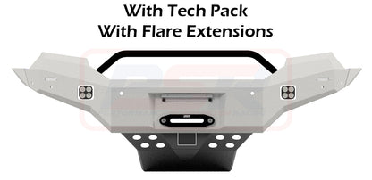 Ford Ranger PX MK3 8/18-ON Ambush Satin Black Low Single Hoop Bar, Pre-Runner Infill (1" Body Lift), Splash Guards, Slimline Black Fairlead, Sensors