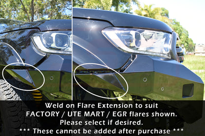 Ford Ranger PX MK3 8/18-ON Ambush Customer Painted Triple Hoop Bar, Pre-Runner Infill (2" Body Lift), Slimline Black Fairlead, Tech, Wildtrak