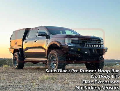 Ford Ranger Next Gen Ambush Customer Painted Pre-Runner Hoop Bar, Infill (1" Body Lift), Guards, Standard Silver Fairlead, 4 Sensors, XLS, Factory Ext