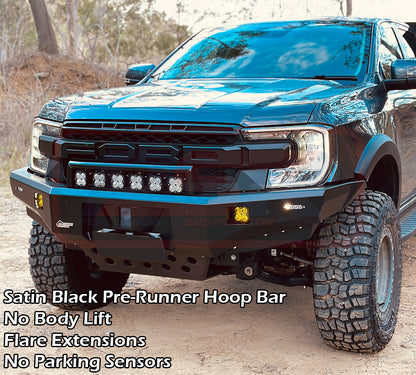 Ford Ranger Next Gen Ambush Customer Painted Pre-Runner Hoop Bar, Infill (1" Body Lift), Guards, Std Black Fairlead, 4 Sensors, XLT Cam, Factory Ext