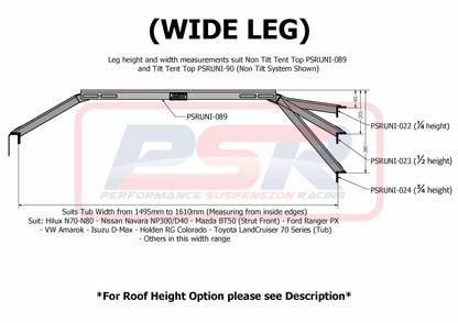 Roof Top Tent NON Tilt Mounting Rail System (Baja Rack Style) with Roof Height (590mm) Leg Set of 4