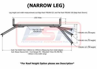 Baja Rack Flat Universal Tub Rack with Roof Height (590mm) Leg Set of 4