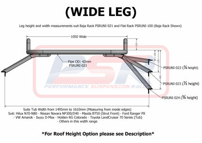 Baja Rack Flat Universal Tub Rack with Custom Height Leg Set of 4