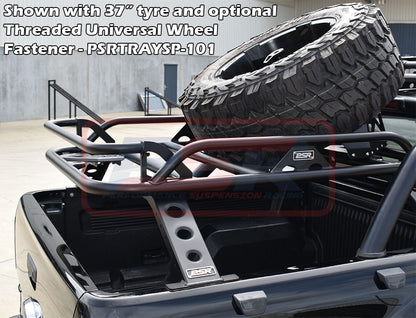 Baja Rack Spare Wheel Bolt On Mount (Suit 32,33,35,37" Tyre) and Y-Strap Tyre / Accessory Ratchet Strap Tie Down