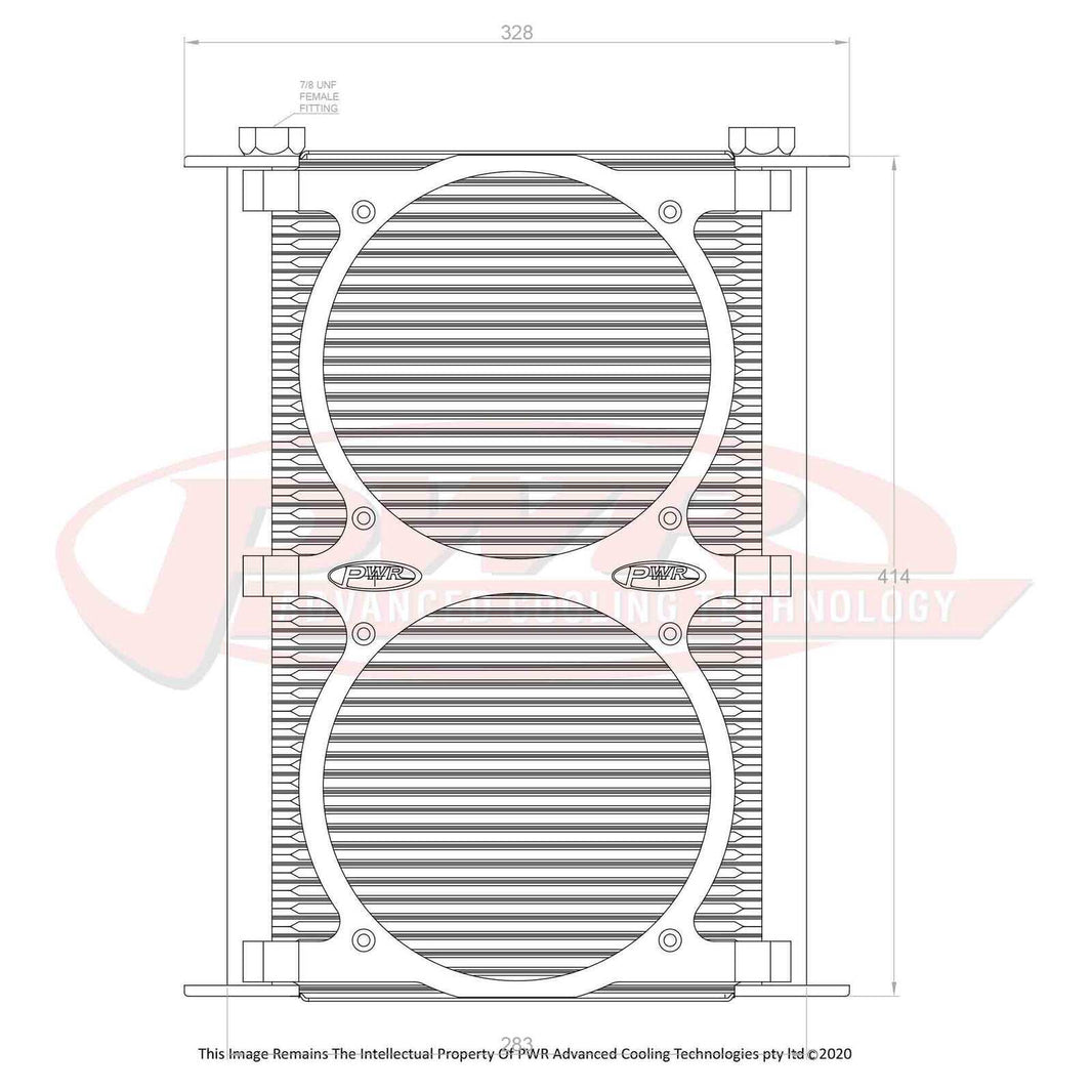 Engine Oil Cooler - Plate & Fin 280 x 423 x 37mm (48 Row) suits 2 x 8" SPAL Fans