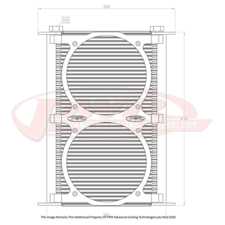 Engine Oil Cooler - Plate & Fin 280 x 423 x 37mm (48 Row) suits 2 x 8" SPAL Fans