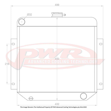 FORD Cortina Mark 1 4cyl Engine (1962 - 1966) 55mm Radiator