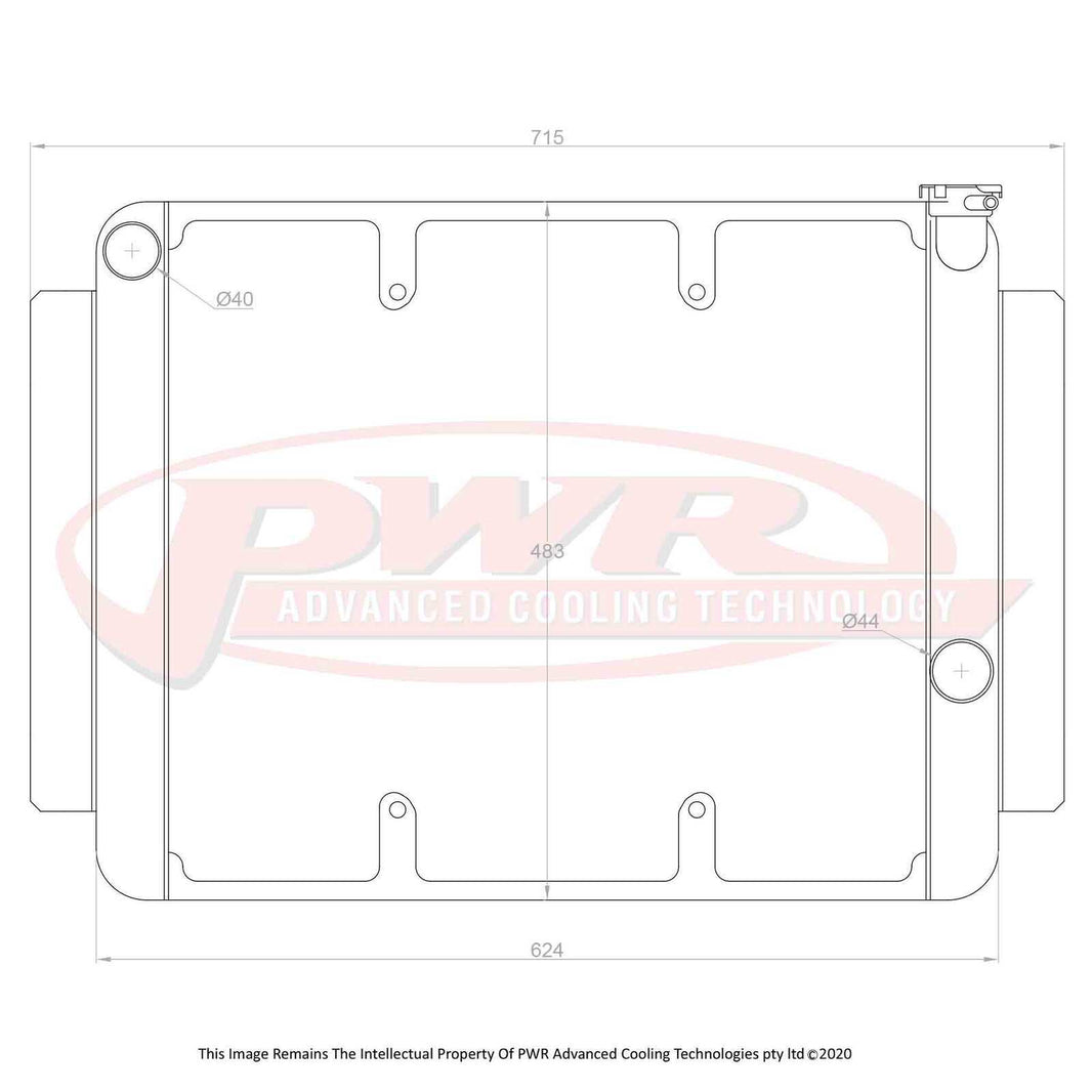HOLDEN HJ, HQ, HX, HZ with Chev V8 (1971 - 1980) 55mm Crossflow Radiator with 16" SPAL Fan mounts