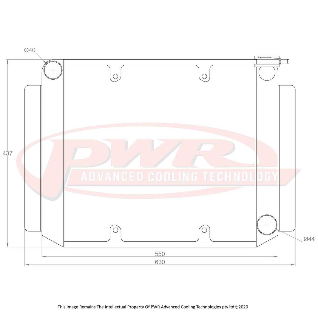 HOLDEN HR with Holden V8 (1966 - 1968) 55mm Crossflow Radiator with 16" SPAL Fan mounts