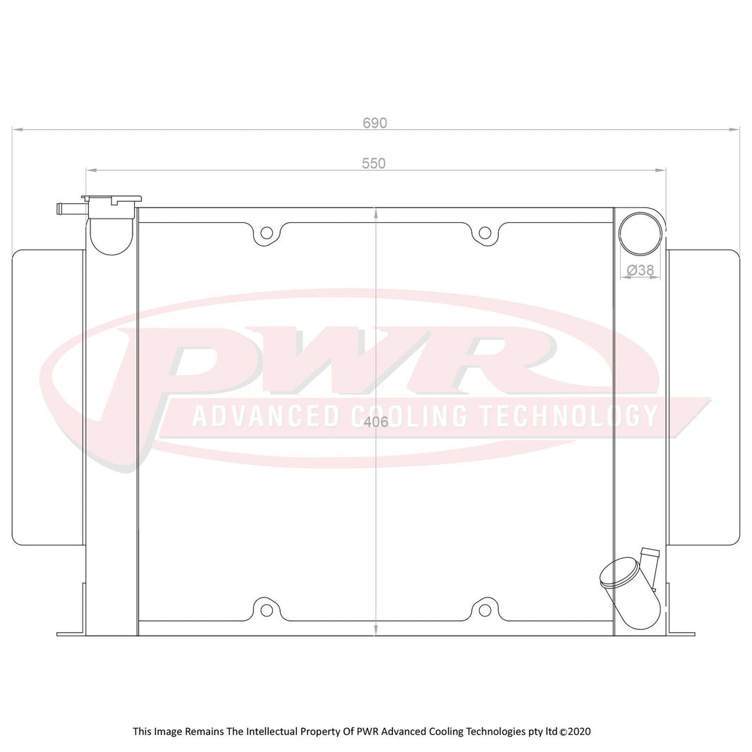 MAZDA RX7 Series 1 - 3 12A, 13B Rotary Engine (1979 - 1985) With Mounts To Suit 16" SPAL Thermo With Angled Bottom Outlet 55mm Radiator