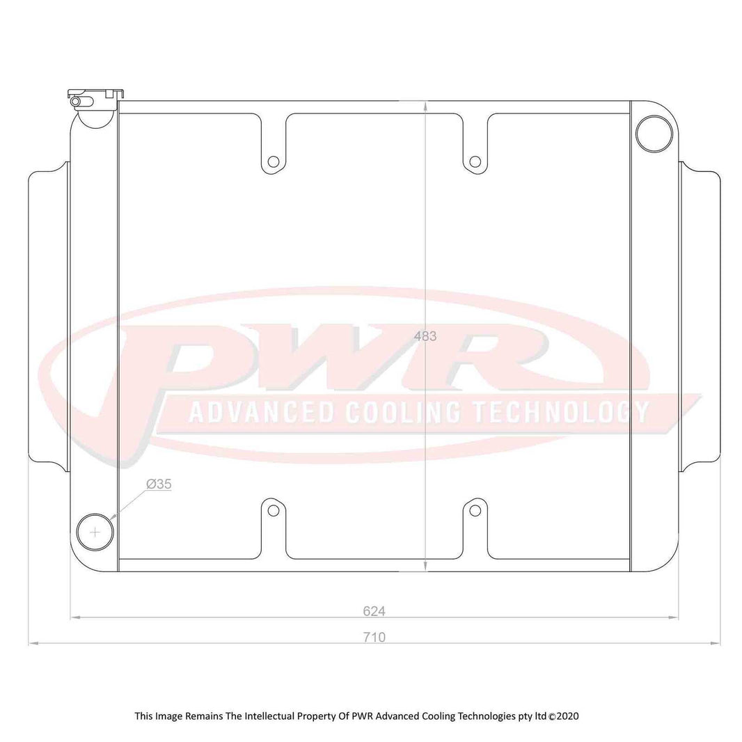 HOLDEN HG, HT, HK with LS1 (1968 - 1972) 55mm Crossflow Radiator with 16" SPAL Fan mounts