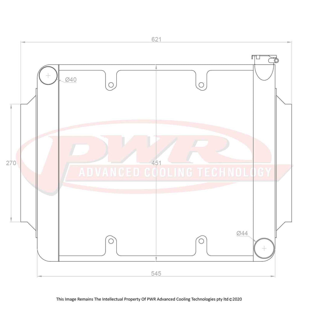 HOLDEN Torana LC - LJ with Chev V8 (1969 - 1974) 55mm Crossflow Radiator with 16" SPAL Fan mounts