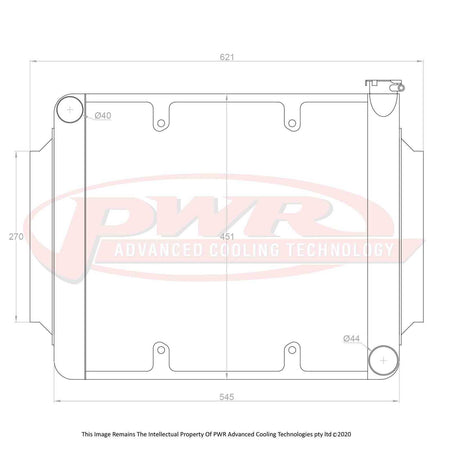 HOLDEN Torana LC - LJ with Chev V8 (1969 - 1974) 55mm Crossflow Radiator with 16" SPAL Fan mounts