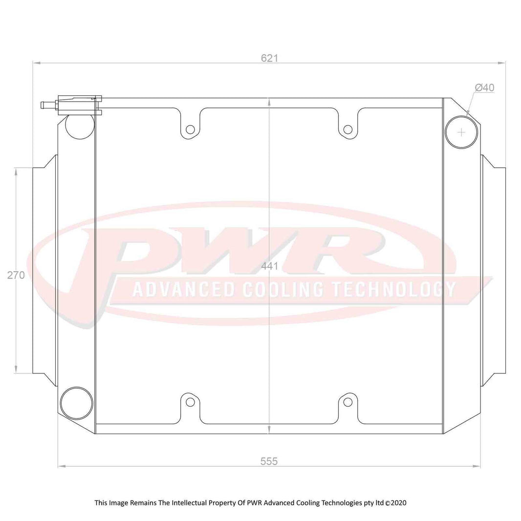 HOLDEN Torana LC - LJ with Holden V8 (1969 - 1974) 55mm Crossflow Radiator with 16" SPAL Fan mounts
