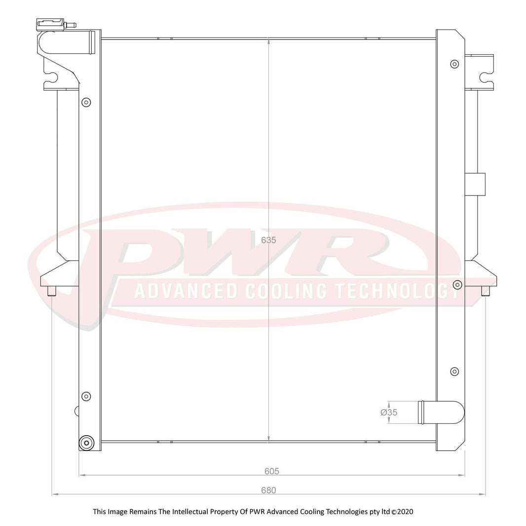 MITSUBISHI Triton ML & MN 2.5L & 3.5L Engines (2008 - 2015) 42mm Closemesh Radiator (90 Deg Lower Outlet)
