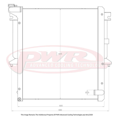 MITSUBISHI Triton ML & MN 2.5L & 3.5L Engines (2008 - 2015) 42mm Closemesh Radiator (90 Deg Lower Outlet)