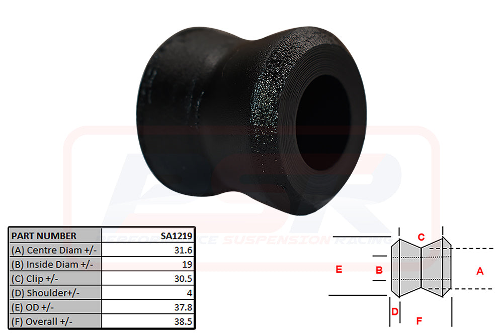 Large Hour-glass Shock Bush 19mm ID