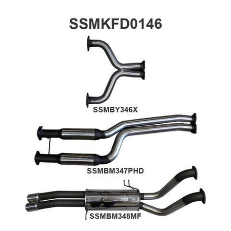 BA BF V8 Ute 2.5in Dual CatBack Hotdog/Muffler
