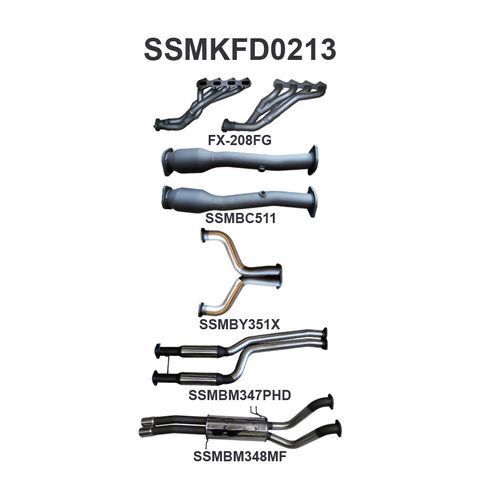 FG 5.4L V8 Ute 2.5in Dual With Extractors Hotdog/Muffler