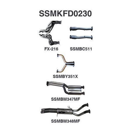 FG 5.0L V8 Ute 2.5in Dual With Extractors Muffler/Muffler