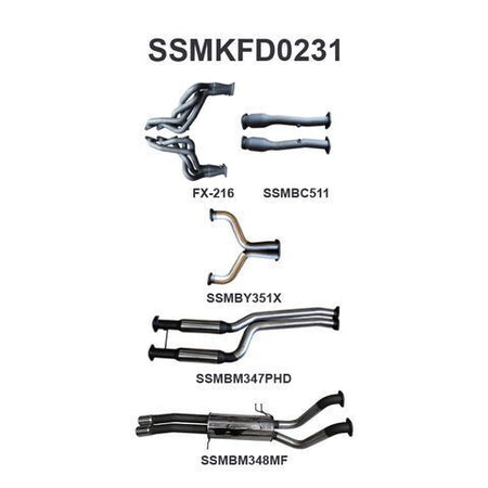 FG 5.0L V8 Ute 2.5in Dual With Extractors Hotdog/Muffler
