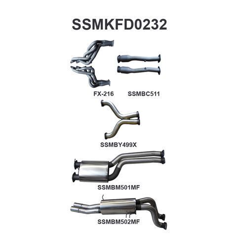 FG 5.0L V8 Ute 3in Dual With Extractors Muffler/Muffler