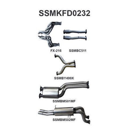 FG 5.0L V8 Ute 3in Dual With Extractors Muffler/Muffler